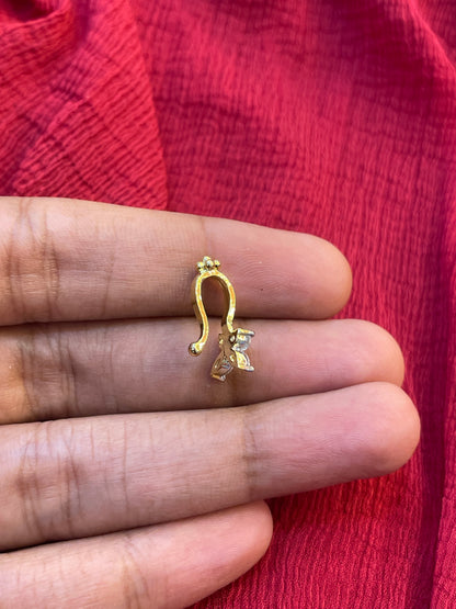 92.5 Silver Gold Plated Butterfly Press-On Bugadi for Women | Stylish Non-Piercing Ear Cuff | Ethnic Jewellery