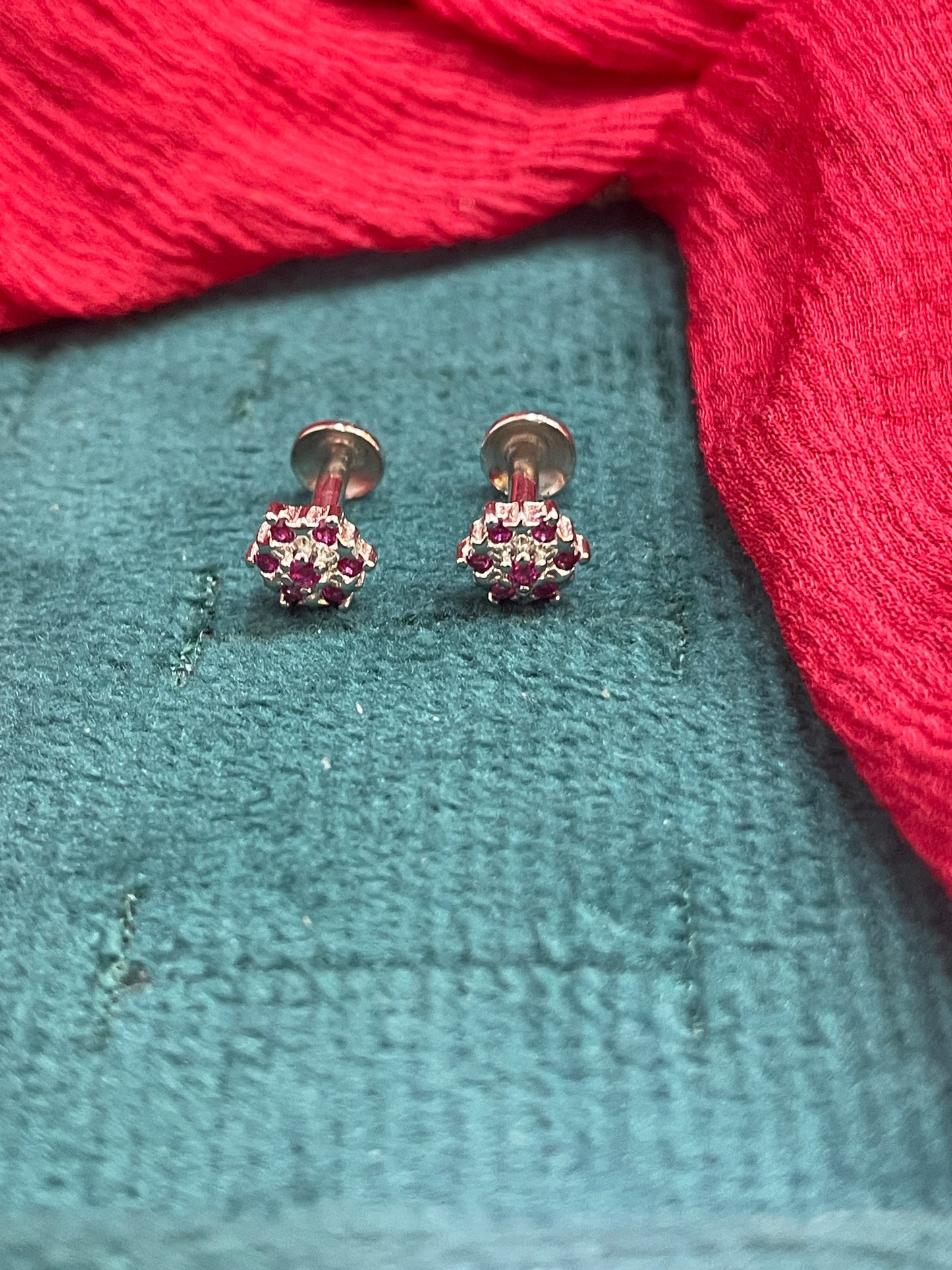 92.5 Silver Ruby Star Studs Pair