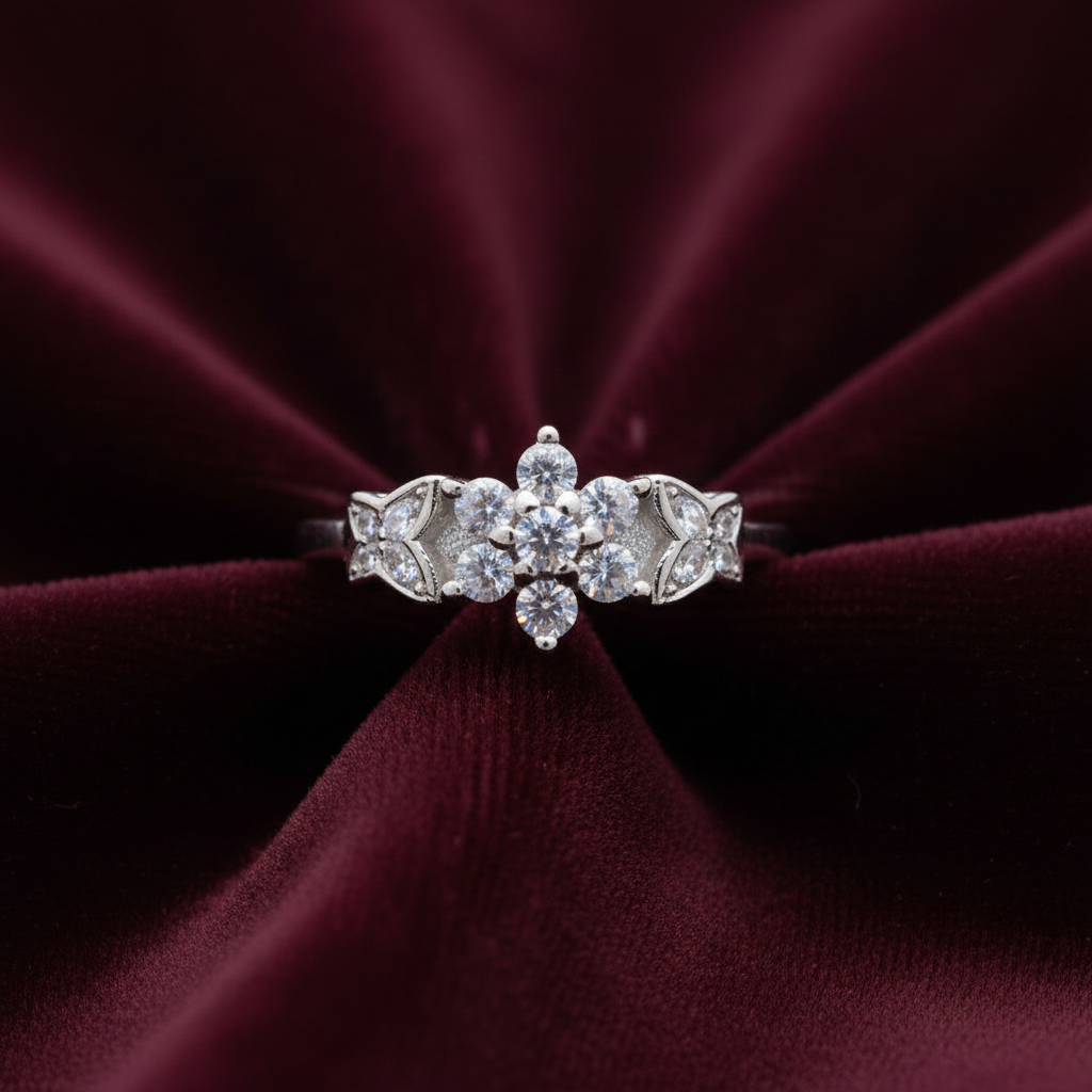 925 Silver Flower Ring - Size 11