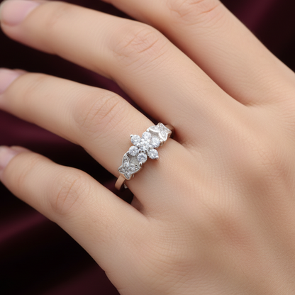 925 Silver Flower Ring - Size 11