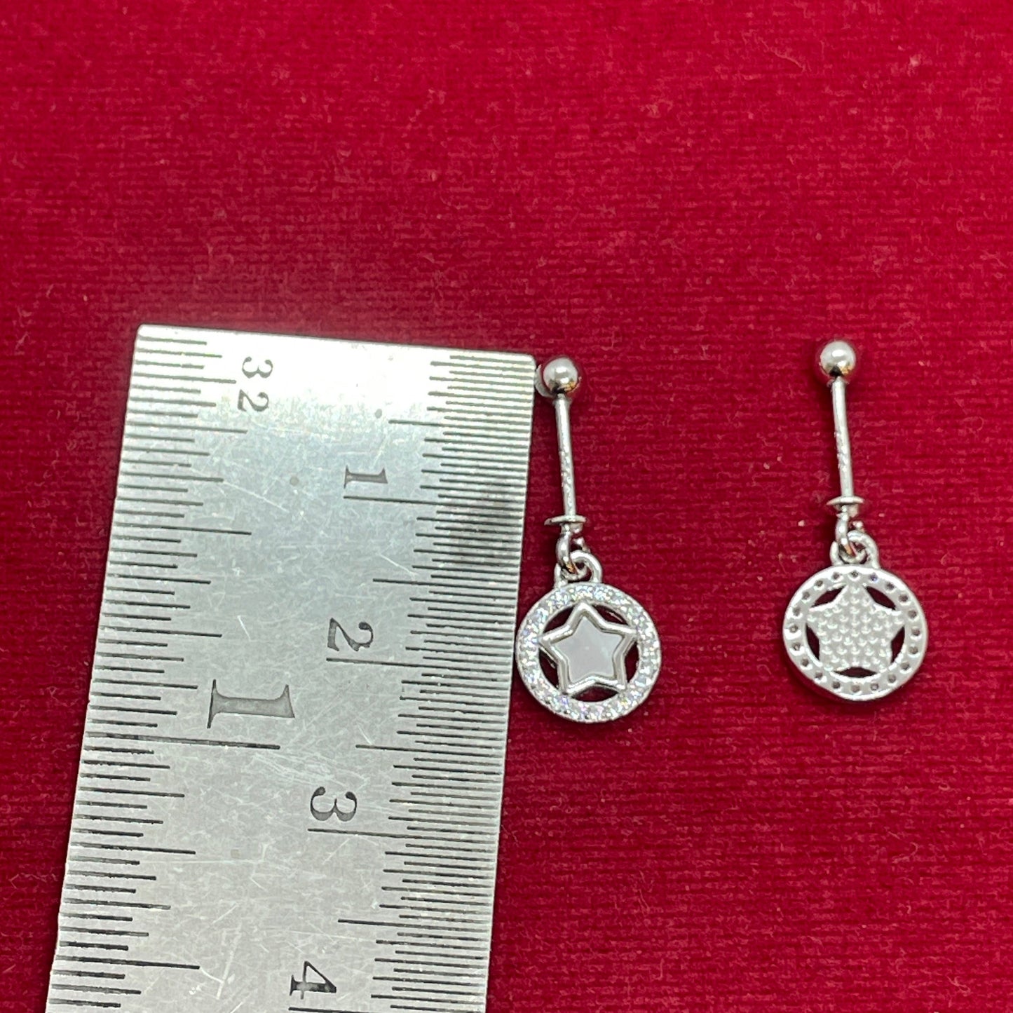92.5 Sterling Silver Star in CZ Halo Circle Bugadi for Women | Mother-of-Pearl Star with Pavé CZ Frame | Helix Earring pair