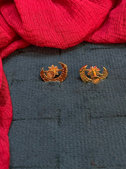 925 Silver Gold Plated Moon Flower Studs