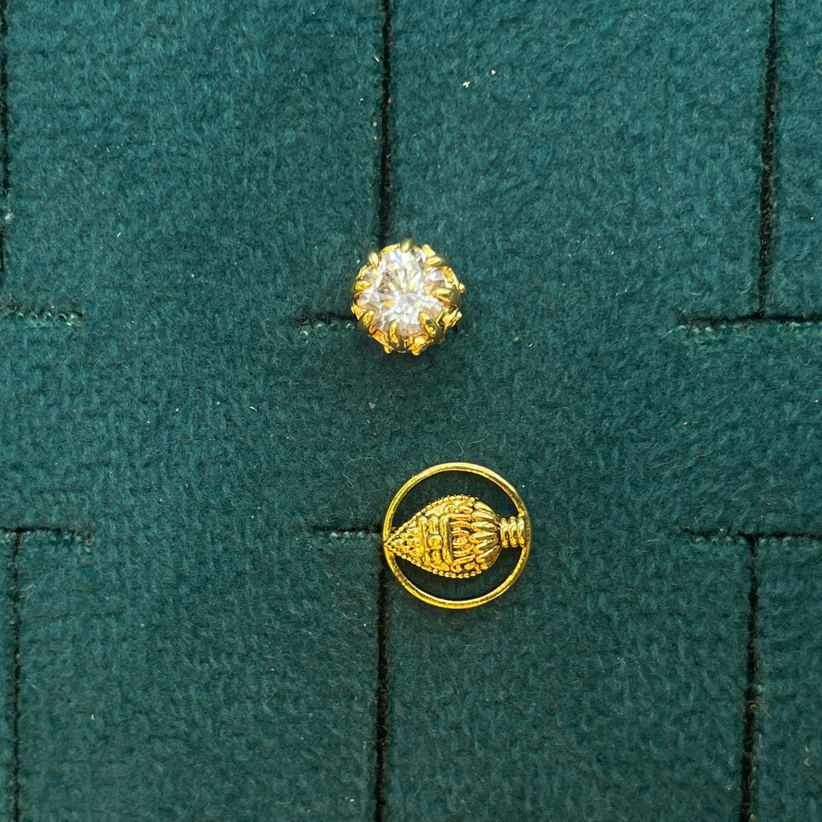 92.5 Silver Gold Plated Vel Reversible Stud Single Piece