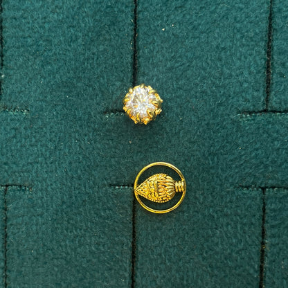 92.5 Silver Gold Plated Vel Reversible Stud Single Piece