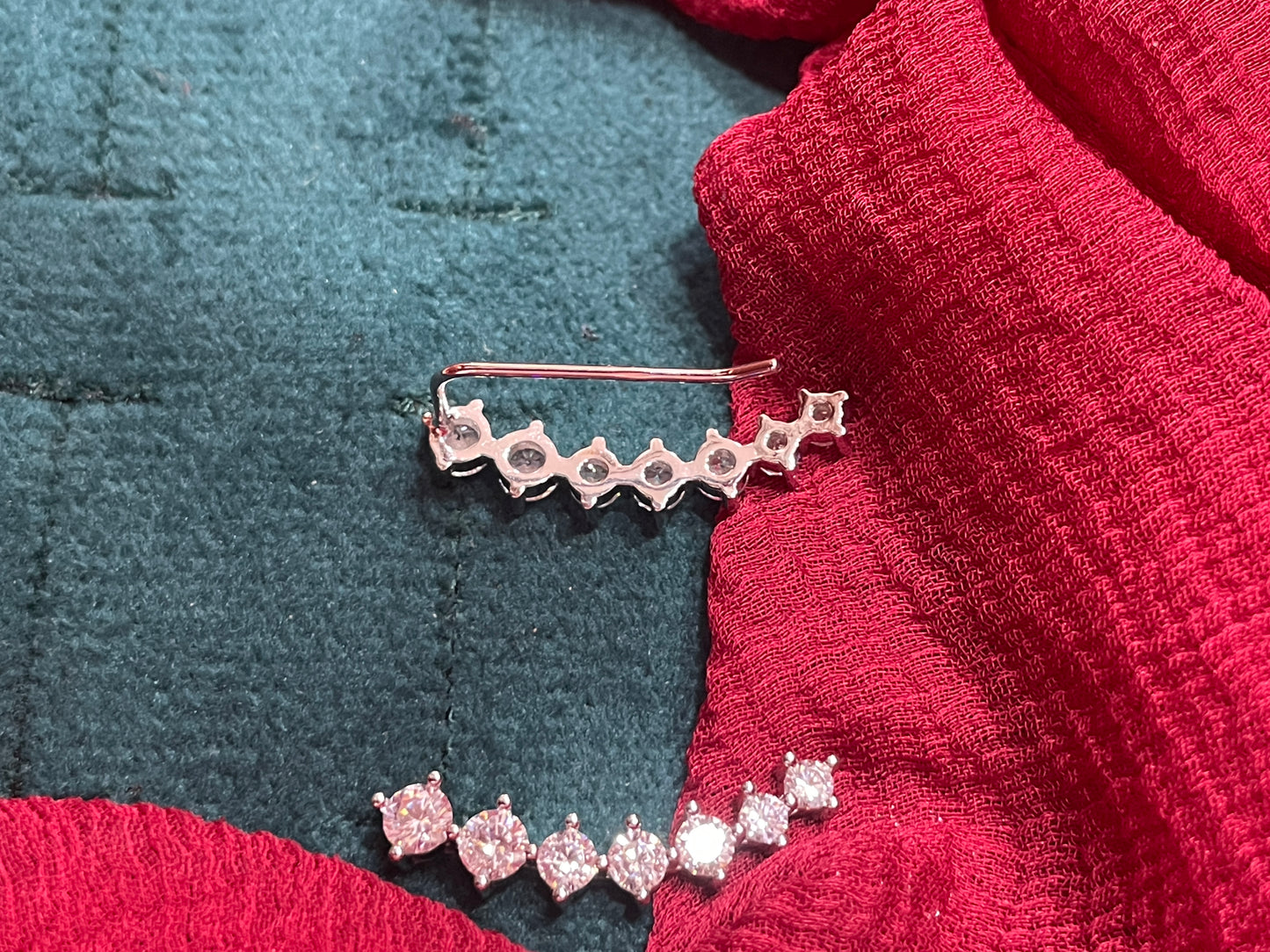 92.5 silver classy white stone earcuffs