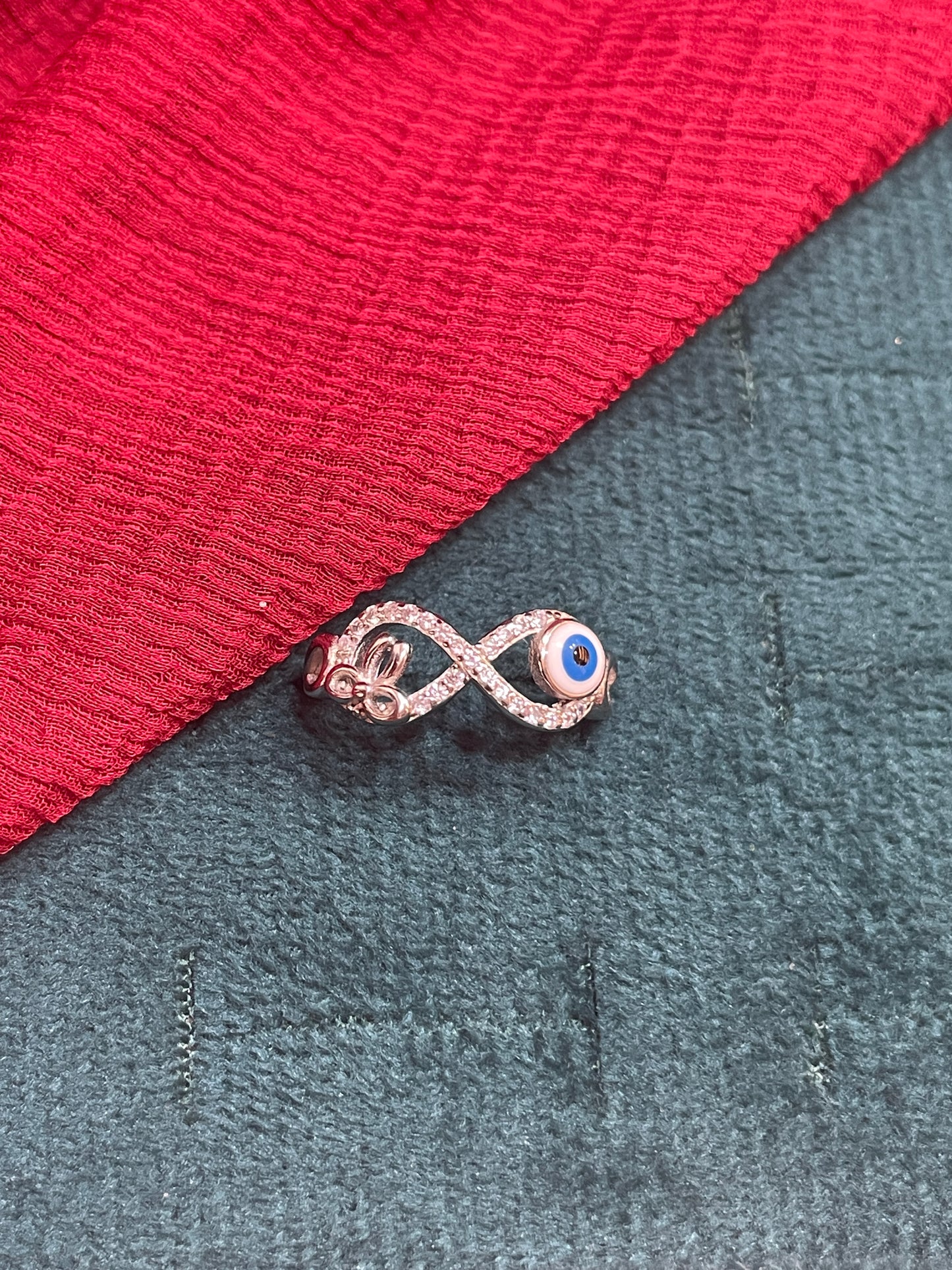92.5 Silver Evil Eye Ring for Women Size 9 | Stylish Protection Design | Elegant Fashion Jewellery