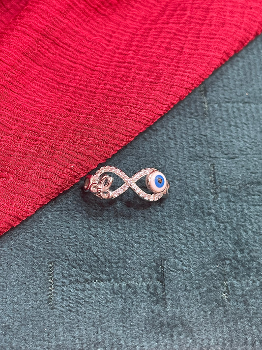 92.5 Silver Evil Eye Ring for Women Size 9 | Stylish Protection Design | Elegant Fashion Jewellery