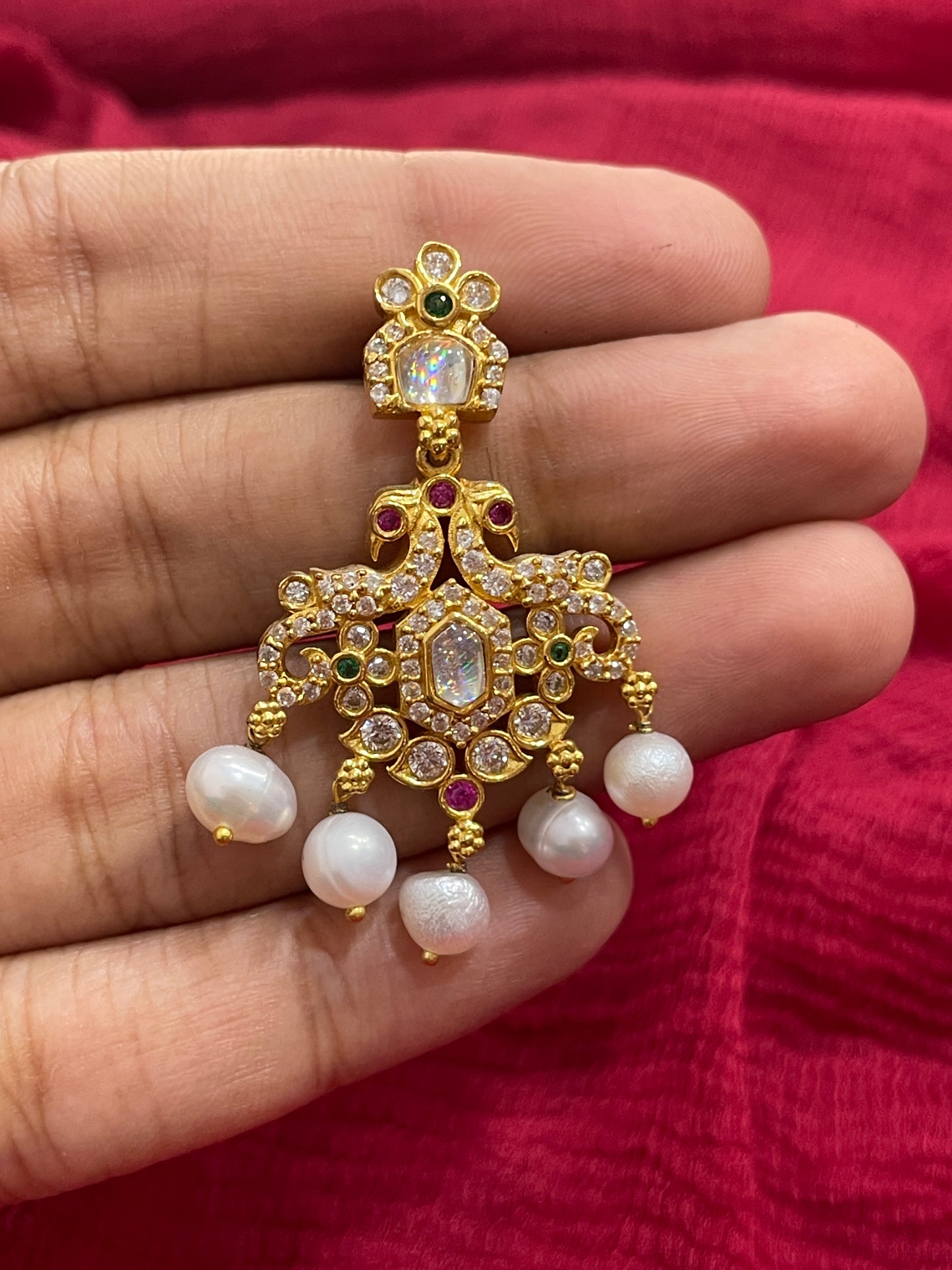 92.5 Silver Gold Plated White Stone Earrings for Women | Stylish Elegant Design | Premium Jewellery