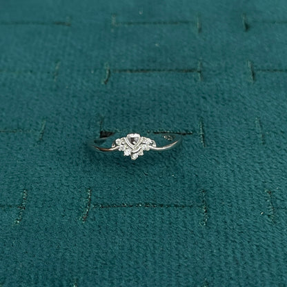 92.5 Silver Clear Stone Chevron Ring for Women - Size 14