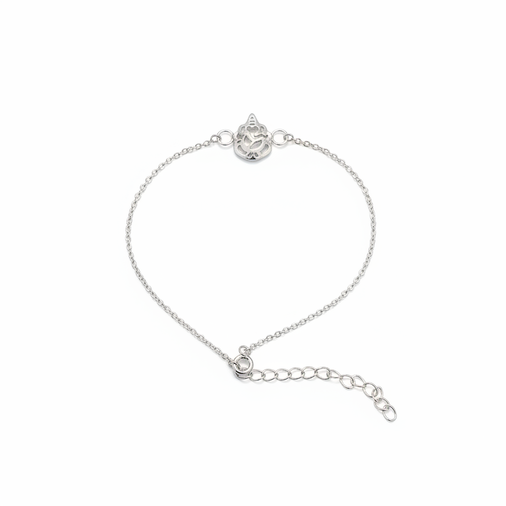 925 Sterling Silver Ganesha Rakhi | Filigree Chain Rakhi for Raksha Bandhan