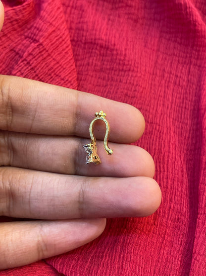 92.5 Silver Gold Plated Butterfly Press-On Bugadi for Women | Stylish Non-Piercing Ear Cuff | Ethnic Jewellery