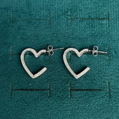 92.5 Silver Heart Shape Earrings | Romantic Elegant Design | Jewellery pair