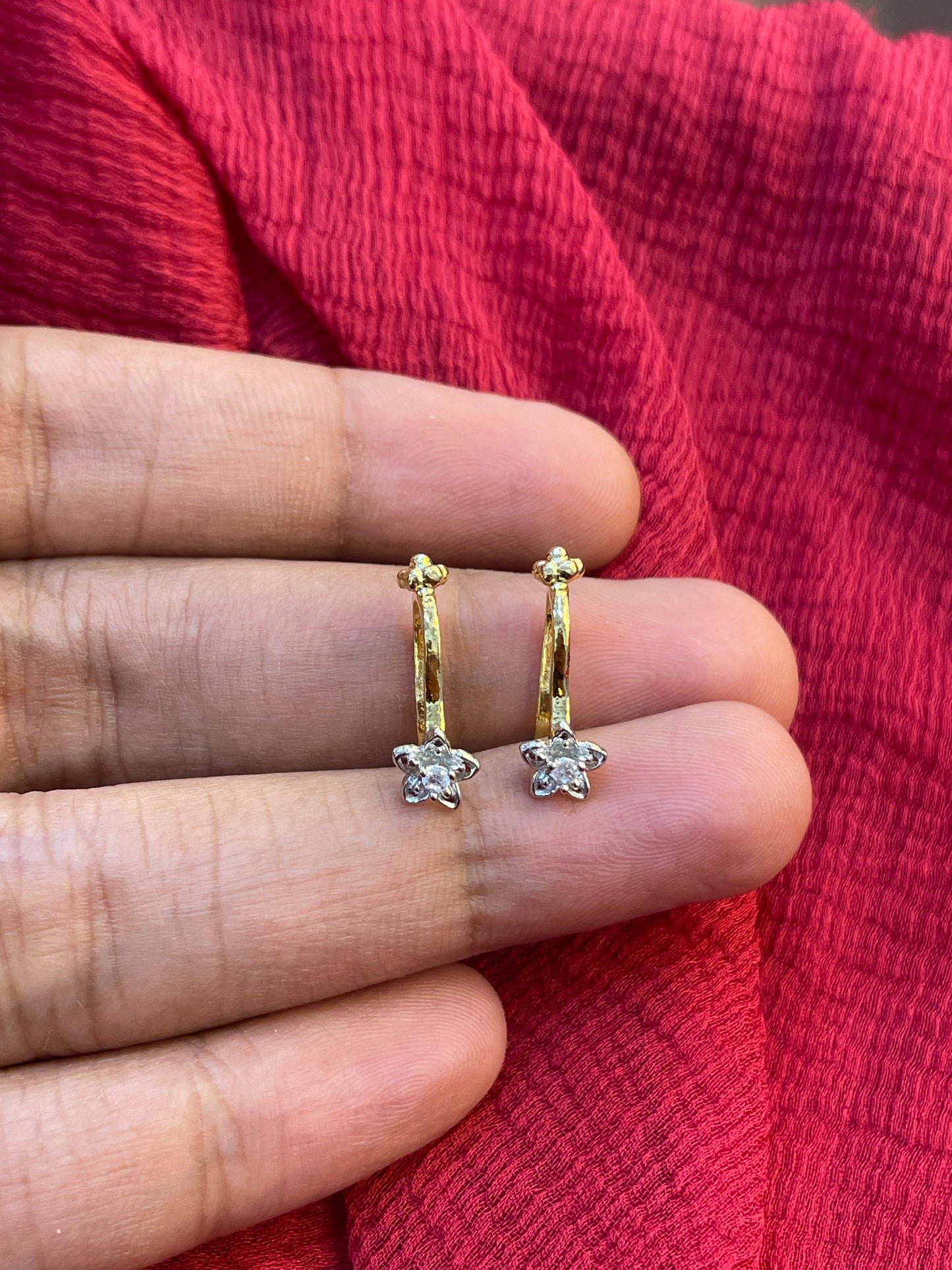 92.5 Silver Gold Plated Flower Press-On Bugadi for Women | Stylish Non-Piercing Ear Cuff | Ethnic Jewellery