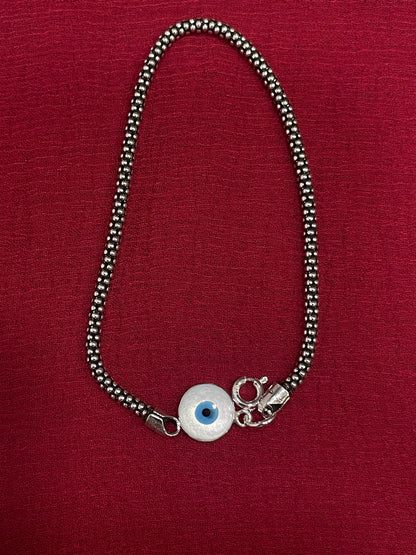 925 Silver Evil Eye Popcorn Bracelet - 7 Inch