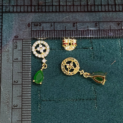 92.5 Sterling Silver Gold Plated Emerald Green CZ Teardrop Drop Earrings for Women