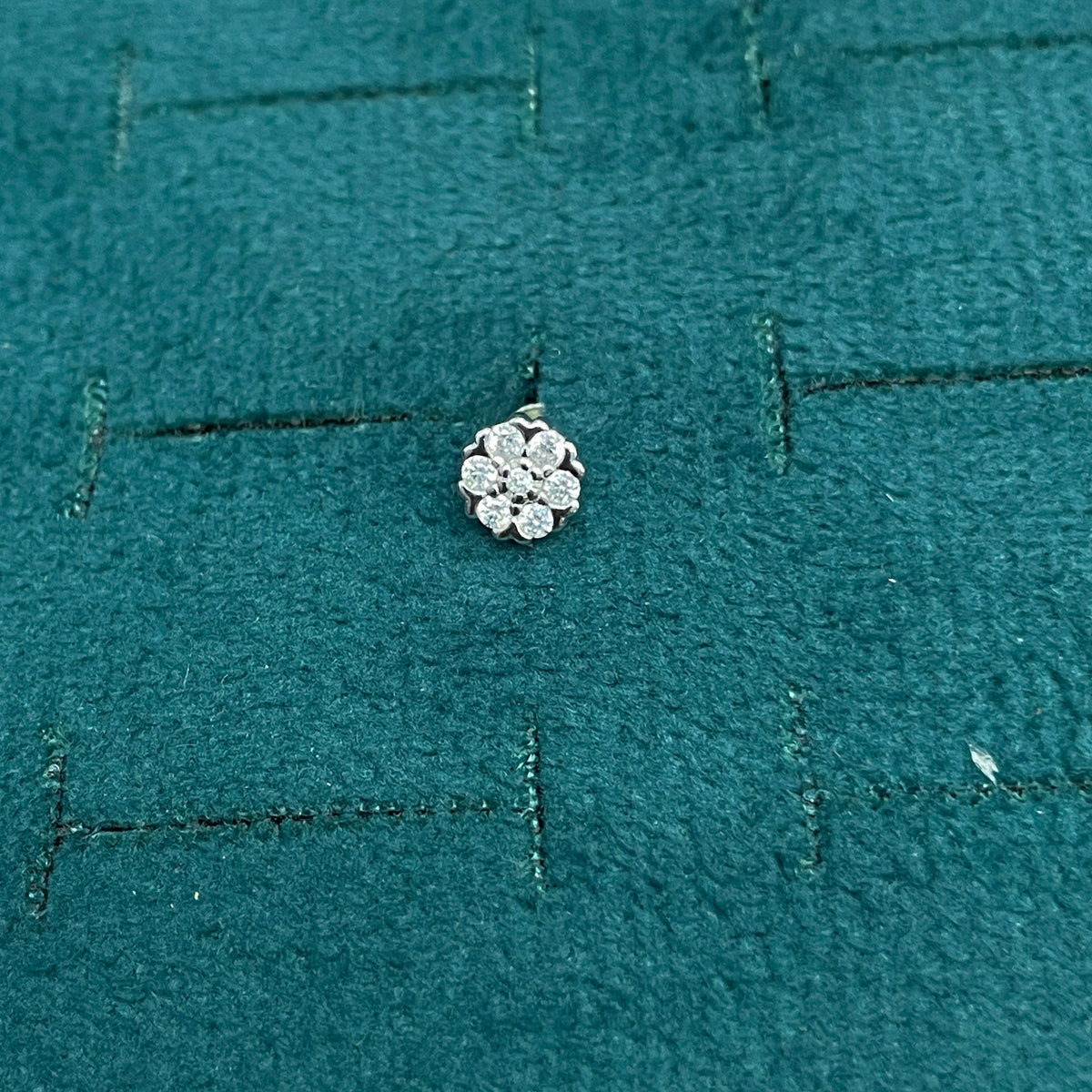 92.5 Silver Clear Stone Flower Cluster Studs Pair