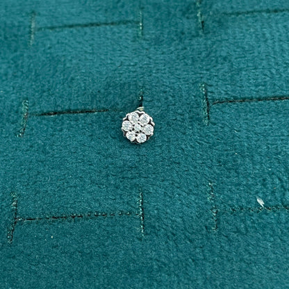 92.5 Silver Clear Stone Flower Cluster Studs Pair