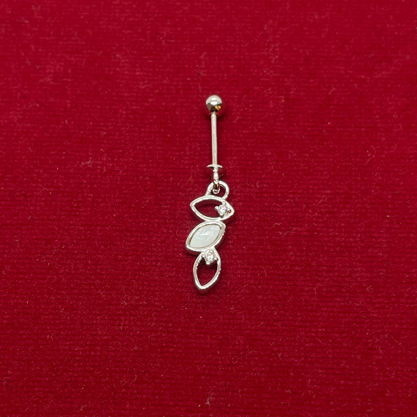 92.5 Sterling Silver Triple Marquise Leaf Bugadi for Women | Mother-of-Pearl & CZ Botanical Stack | Helix Earring pair