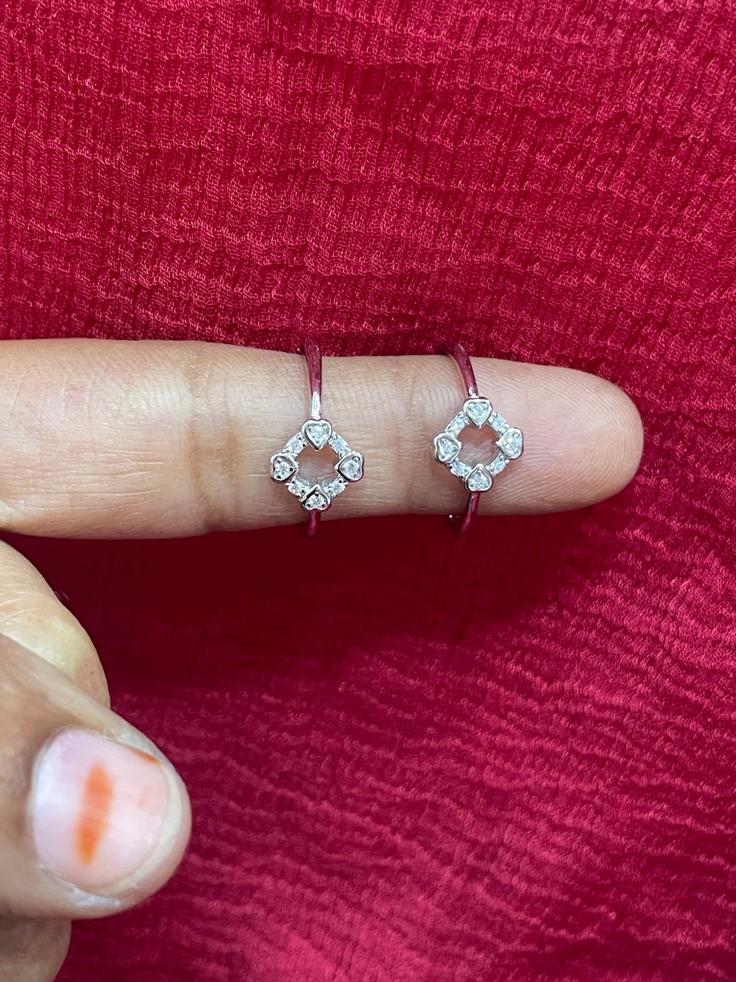 925 Silver Diamond Hearts Toe rings