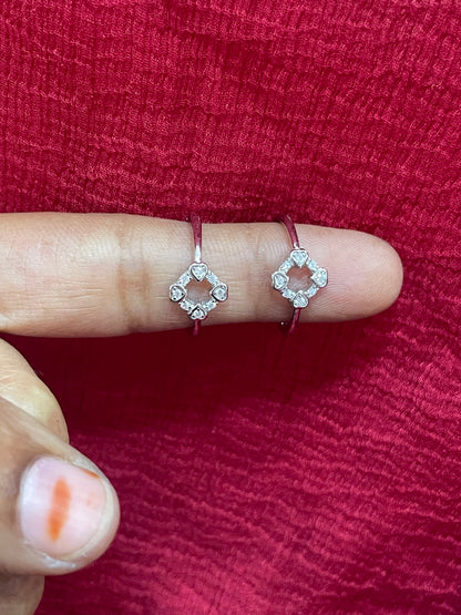 925 Silver Diamond Hearts Toe rings