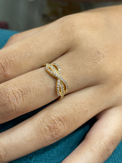 92.5 Silver Gold Plated Infinity Ring Size 11 | Stylish Eternal Design | Elegant Jewellery