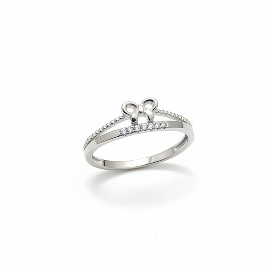 92.5 Silver Bow Double Band Ring Size 15