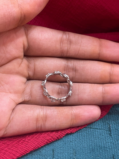 92.5 Silver Leaf Ring for Women Size 11 | Stylish Organic Motif | Elegant Fashion Jewellery