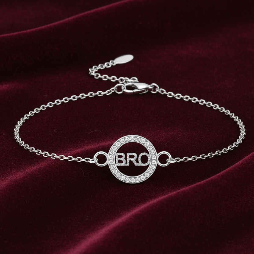 925 Sterling Silver BRO Rakhi | Handcrafted Silver Rakhi for Raksha Bandhan