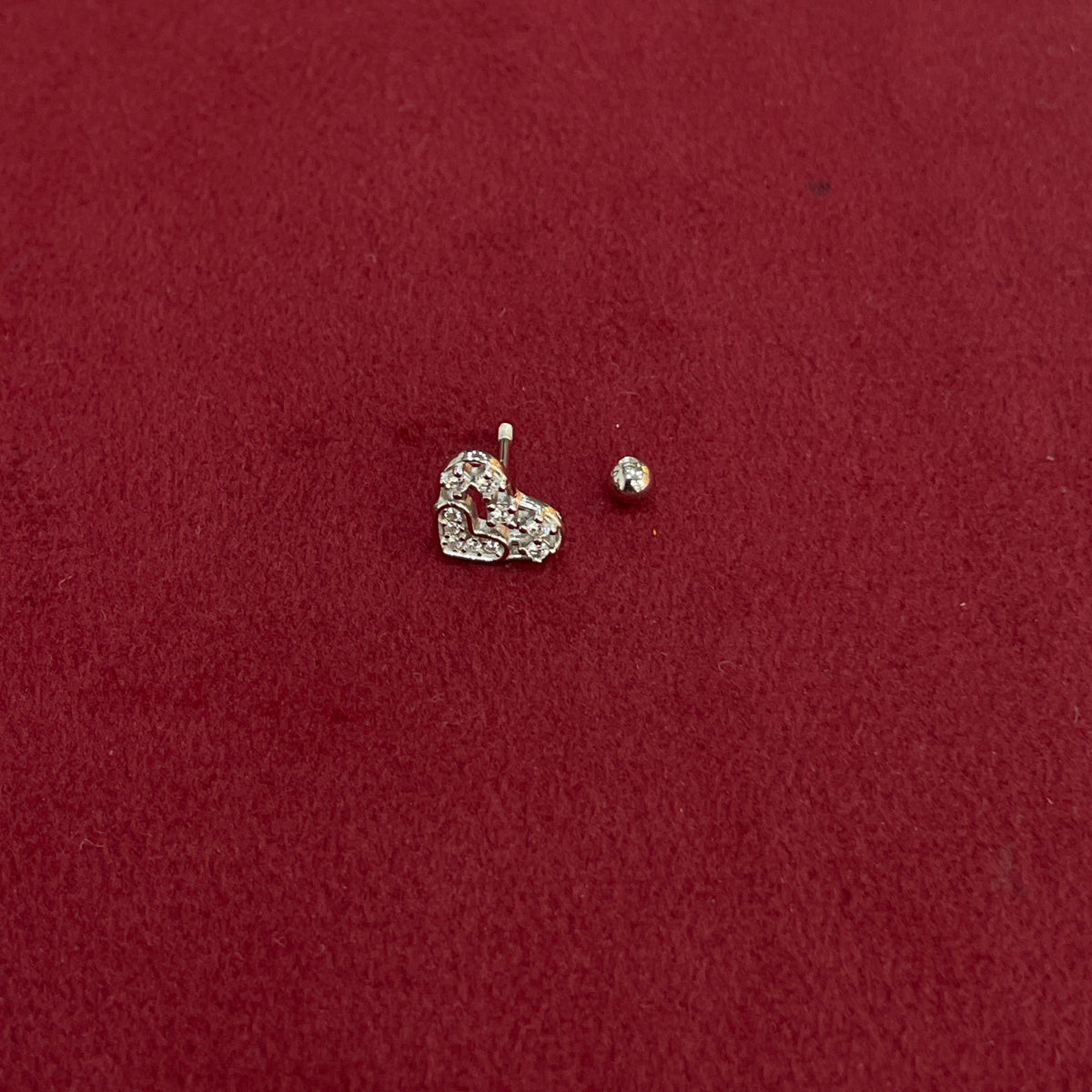 925 Silver Cute Heart Studs - Ball  back pair