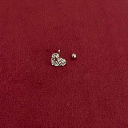 925 Silver Cute Heart Studs - Ball  back pair