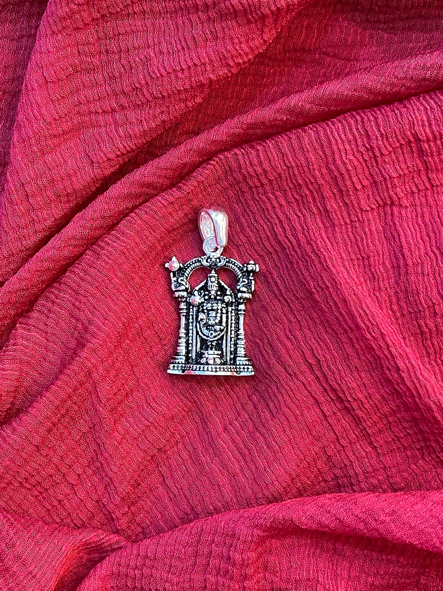 92.5 Silver Oxidised Venkateswara Swamy Pendant for Men & Women | Tirupati Balaji Antique Design | Temple Jewellery