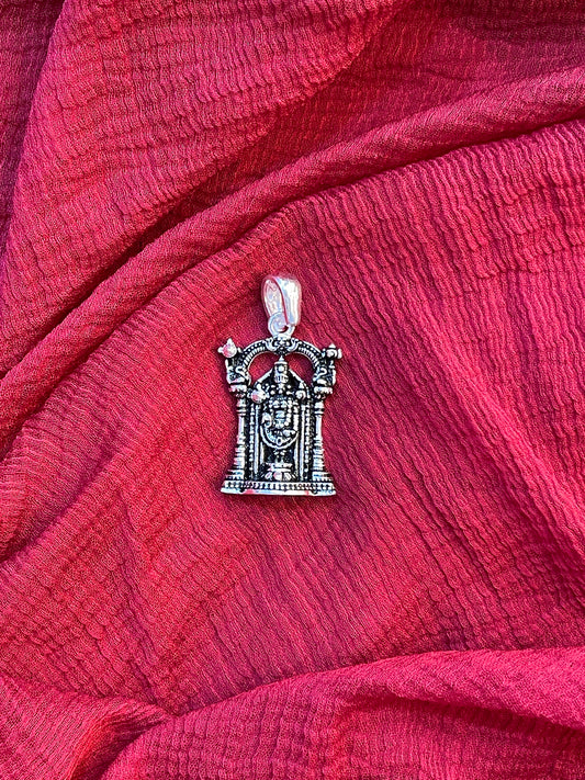 92.5 Silver Oxidised Venkateswara Swamy Pendant for Men & Women | Tirupati Balaji Antique Design | Temple Jewellery
