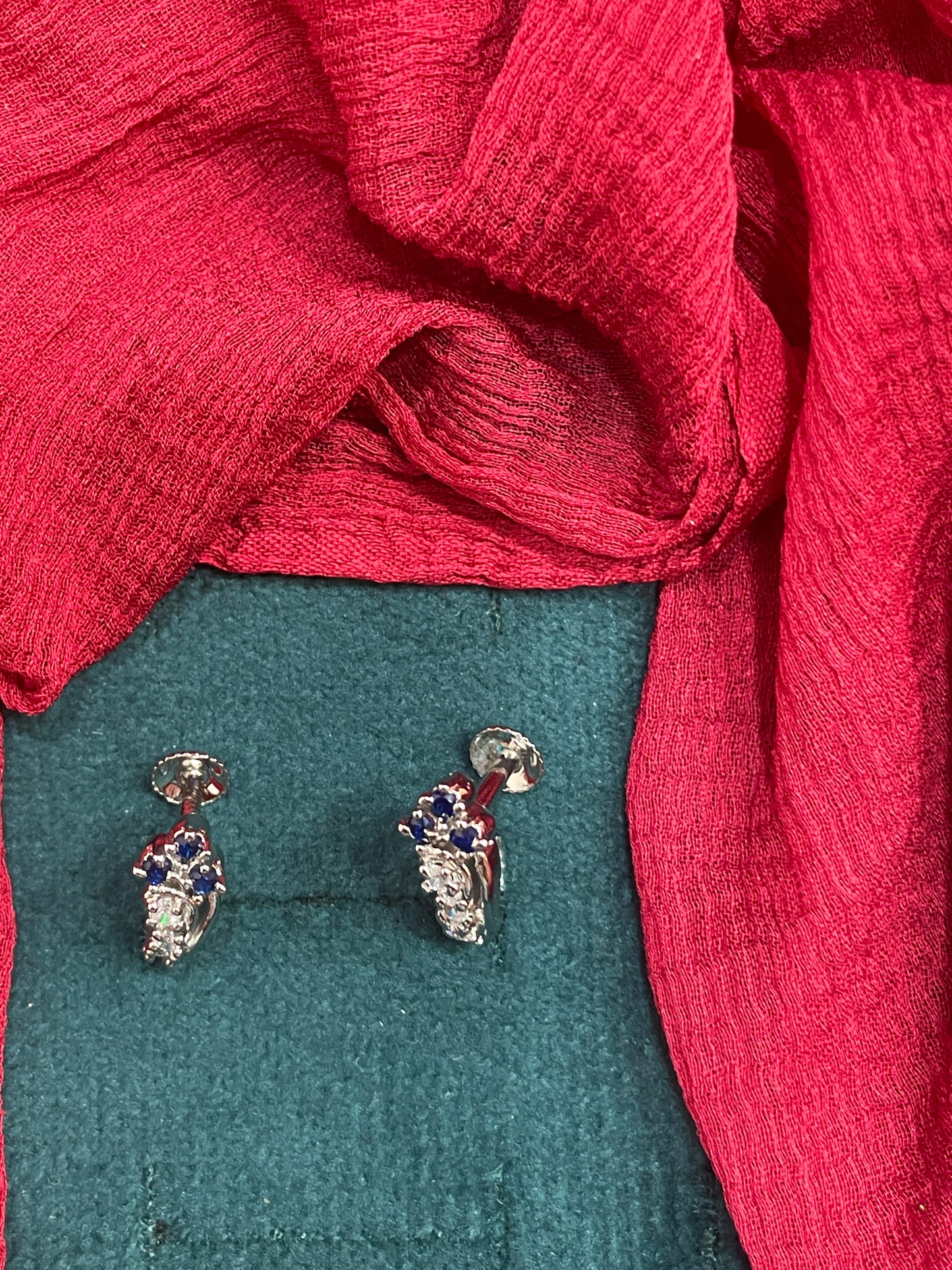 92.5 Silver Blue J Studs Pair
