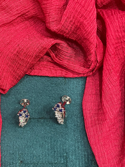 92.5 Silver Blue J Studs Pair