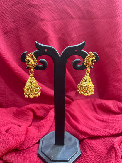 92.5 Silver Gold Plated Stylish Jhumka Earrings for Women | Elegant Ethnic Design | Festive Jewellery