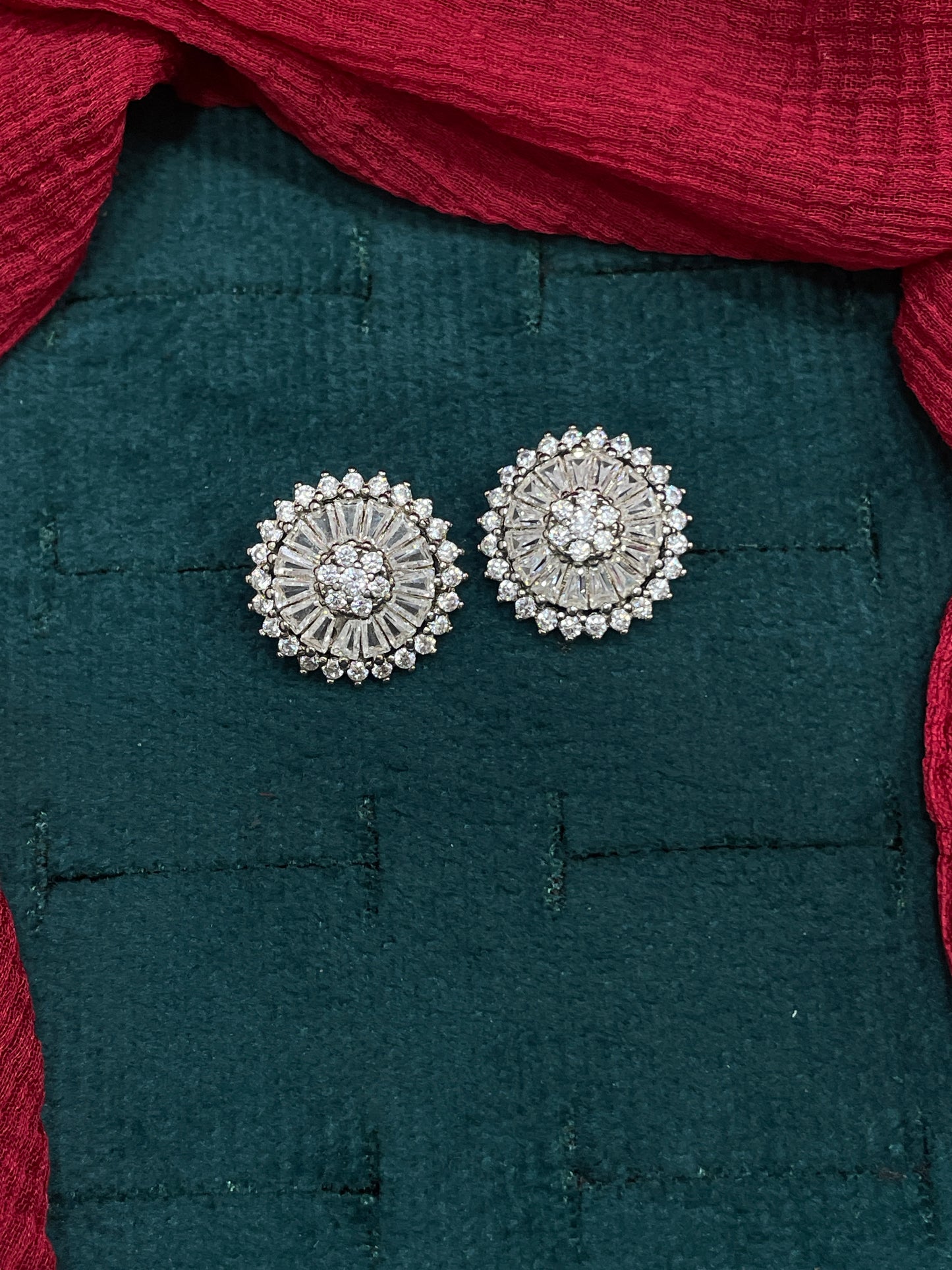92.5 Silver White Stone Earrings | Sparkling Elegant Design | Jewellery