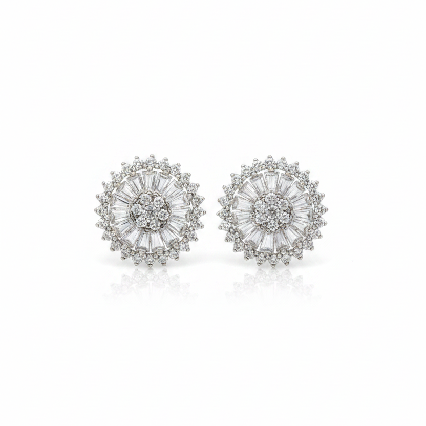 92.5 Silver White Stone Earrings | Sparkling Elegant Design | Jewellery