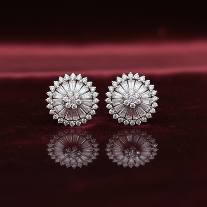 92.5 Silver White Stone Earrings | Sparkling Elegant Design | Jewellery