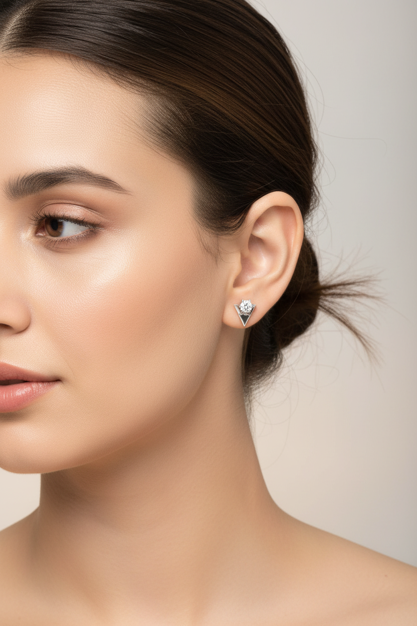 92.5 Silver White Stone Earrings for Women | Stylish Sparkle Design | Elegant Daily Wear Jewellery