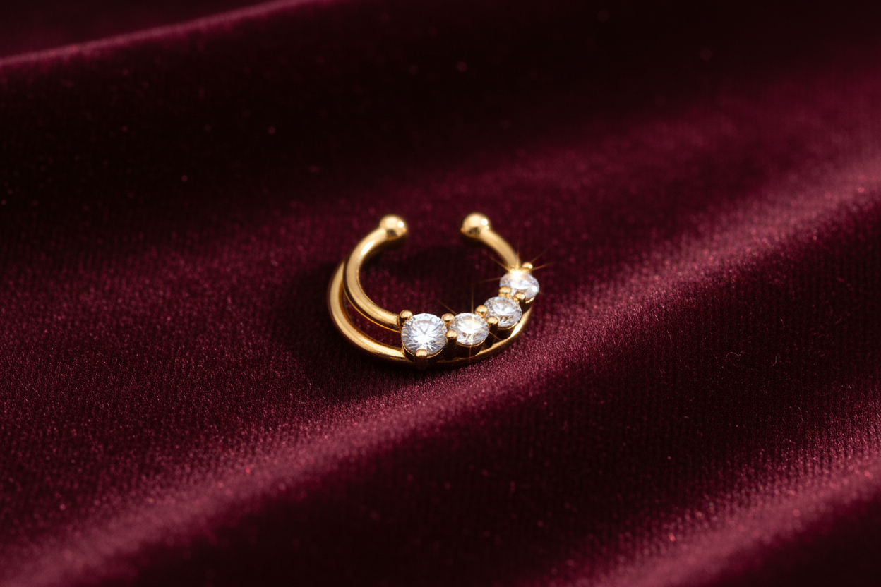 92.5 Silver Gold Plated Crescent Septum