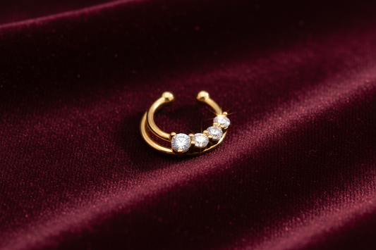 92.5 Silver Gold Plated Crescent Septum