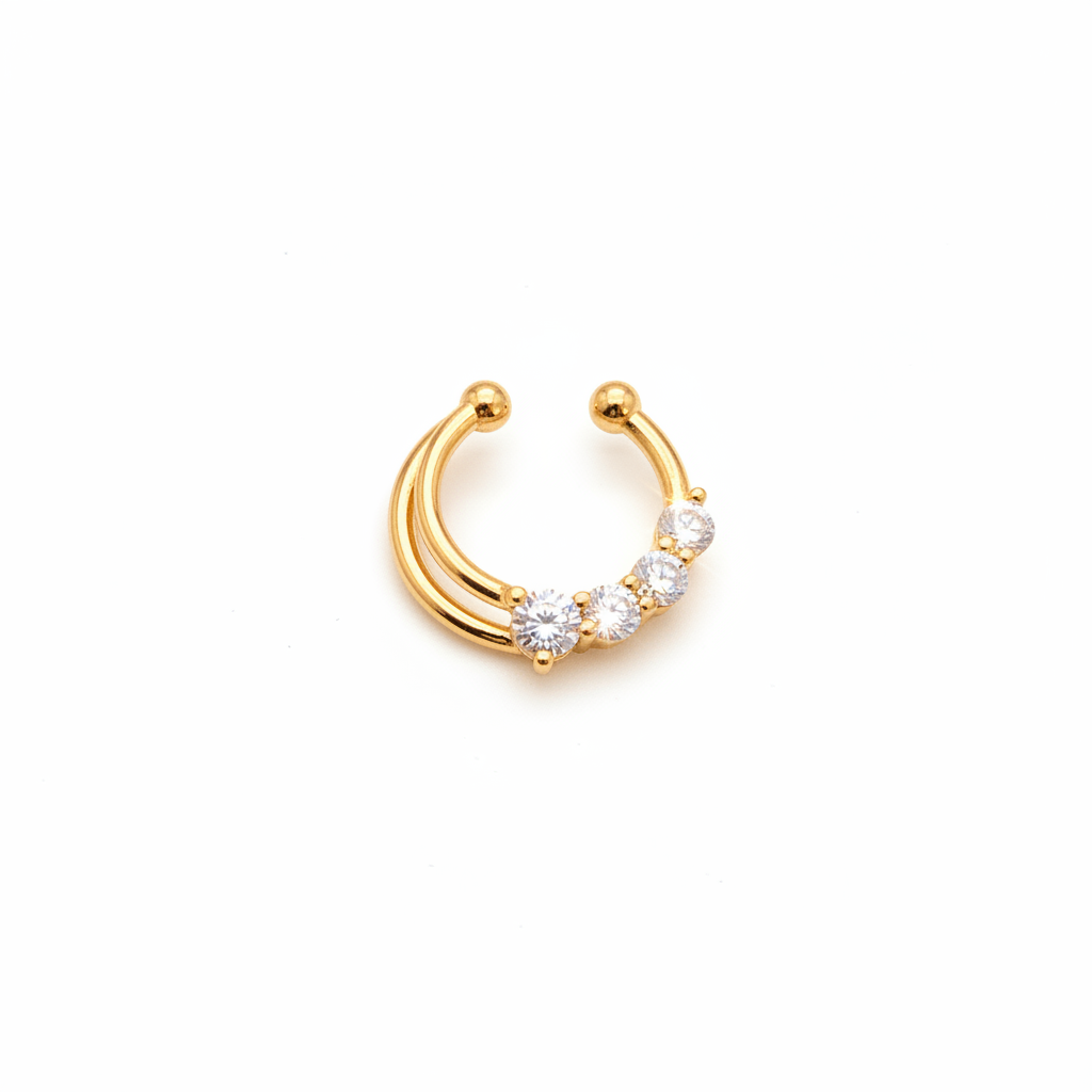 92.5 Silver Gold Plated Crescent Septum