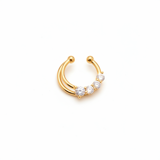 92.5 Silver Gold Plated Crescent Septum