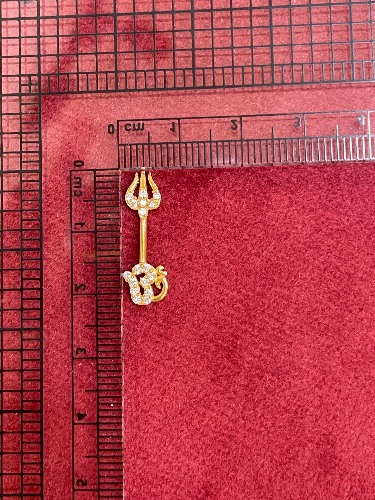 925 Silver Gold Plated Om Trishul Bugadi pair
