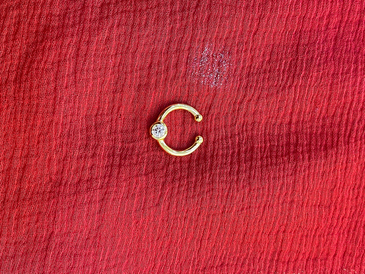 92.5 silver gold plated single white stone septum