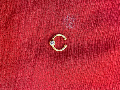 92.5 silver gold plated single white stone septum