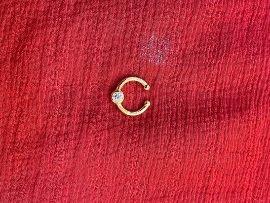 92.5 silver gold plated single white stone septum