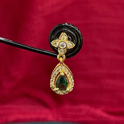 92.5 Silver Gold Plated Green Stone Earrings for Women | Stylish Elegant Design | Premium Jewellery pair