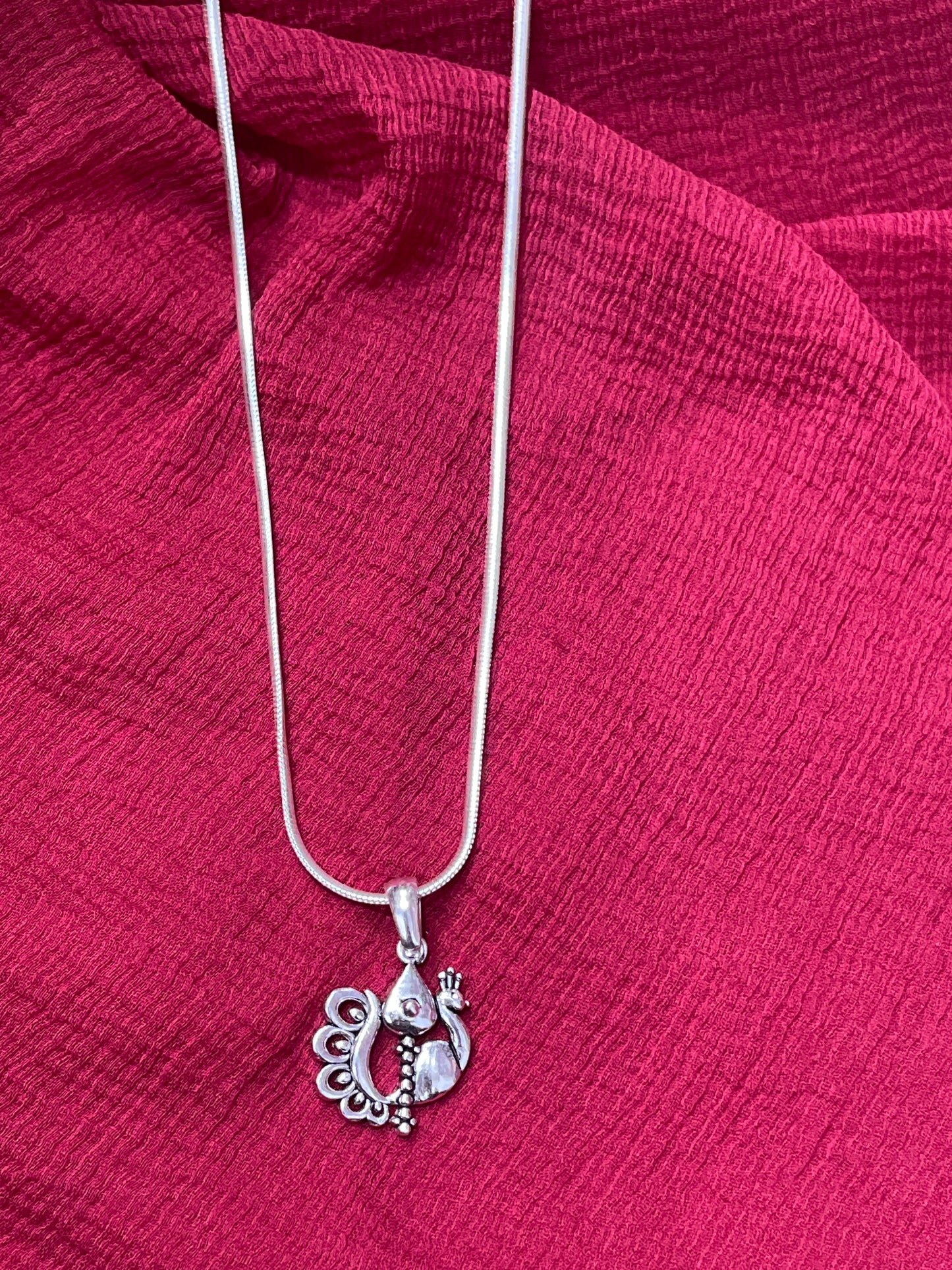 92.5 Silver Peacock Pendant for Women | Elegant Traditional Design | Artistic Jewellery