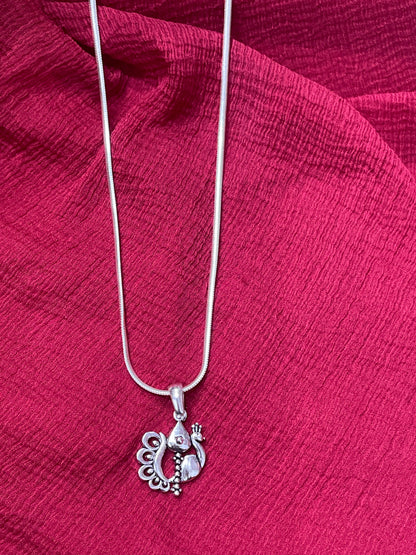 92.5 Silver Peacock Pendant for Women | Elegant Traditional Design | Artistic Jewellery